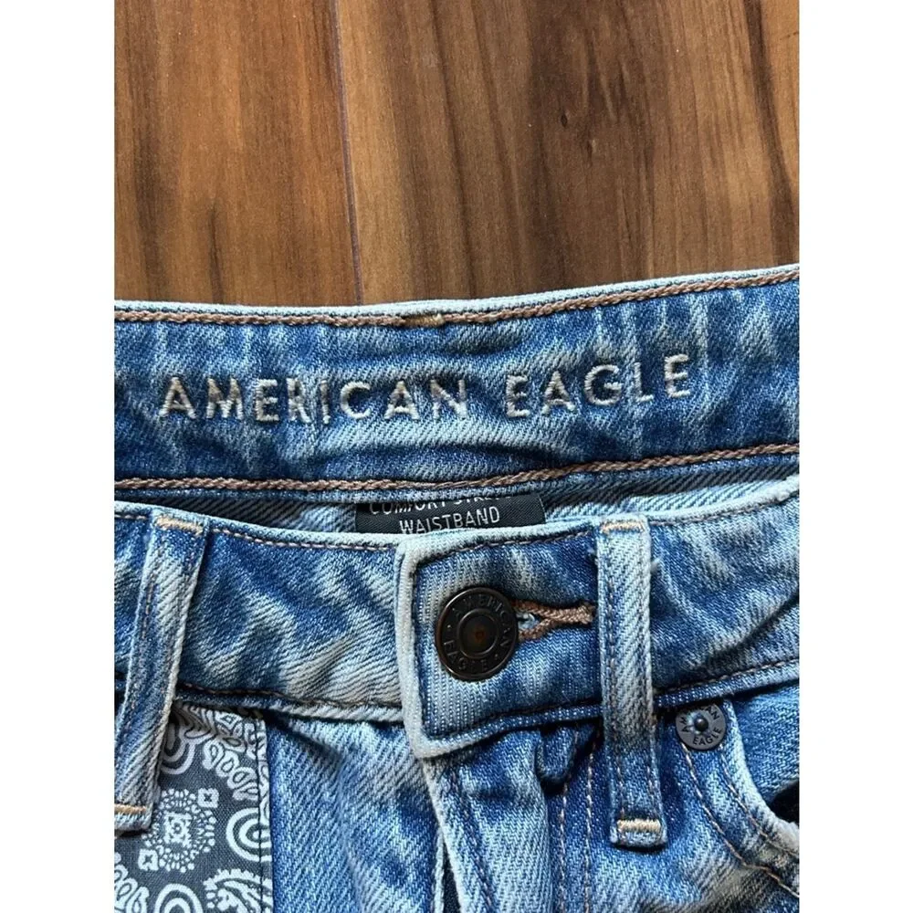 American Eagle Highest Rise 90s Boyfriend Shorts with Bandana Patch
